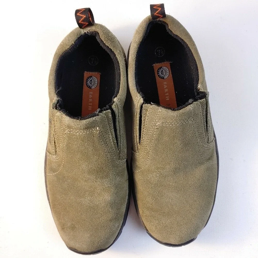 7.5 Earth Waterproof Suede Leather Slip On Loafers Casual Shoes Neutral‎